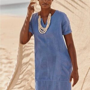 J.Jill NEW Gorgeous Pure Jill Coastline Garment-Dyed Linen Dress Size Small Tall